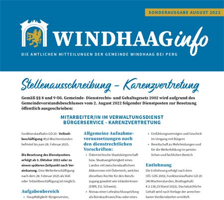 WindhaagInfo Sonderausgabe August 2022