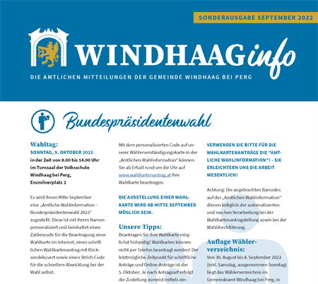 WindhaagInfo Sonderausgabe September 2022